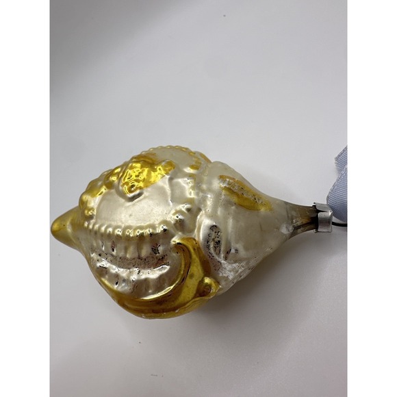 VTG Blown Glass Seashell Ornament Gold Silver Mercury Glass Christmas Coastal - Picture 10 of 16